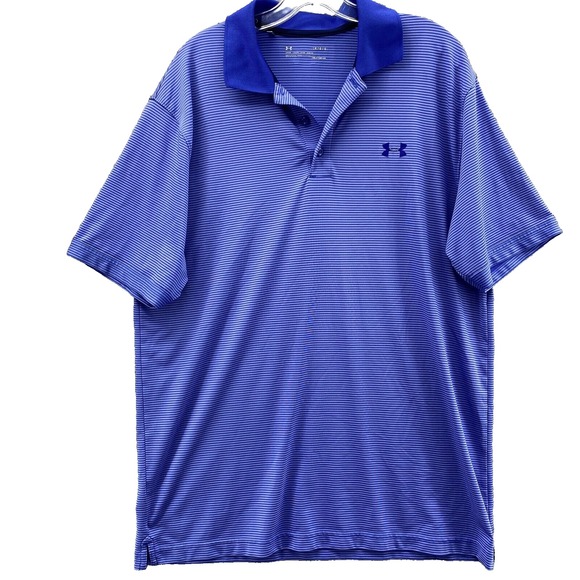 Under Armour Polo Shirt Men's Large Travel Stripe Performance Outdoor Golf Sport - Picture 1 of 9